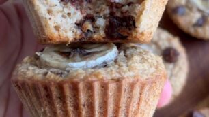 Peanut butter muffin cut in half