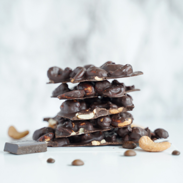 Stack of espresso covered cashews